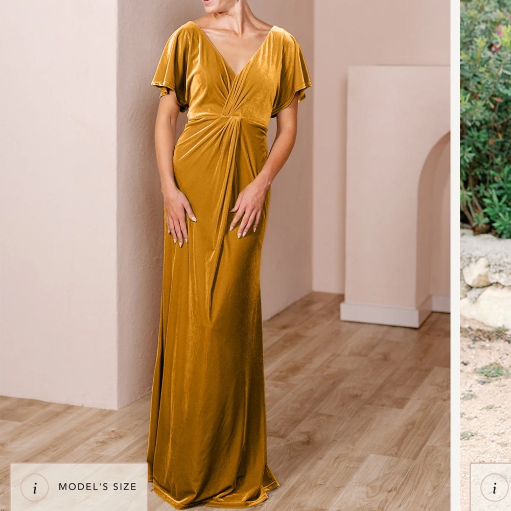 Gwen Velvet Mustard Dress